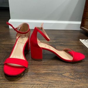 Red Ankle strap heels size 9.5
